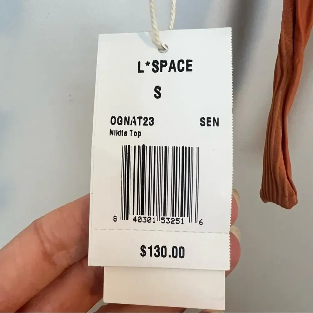 NWT l*space Nikita Top + Sandy Bottom Bikini SET in Sienna sz S Ribbed Eco Chic